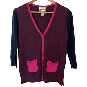 Clements Ribeiro POP Merino Wool Cardigan Sweater Women’s M Purple Pink EUC